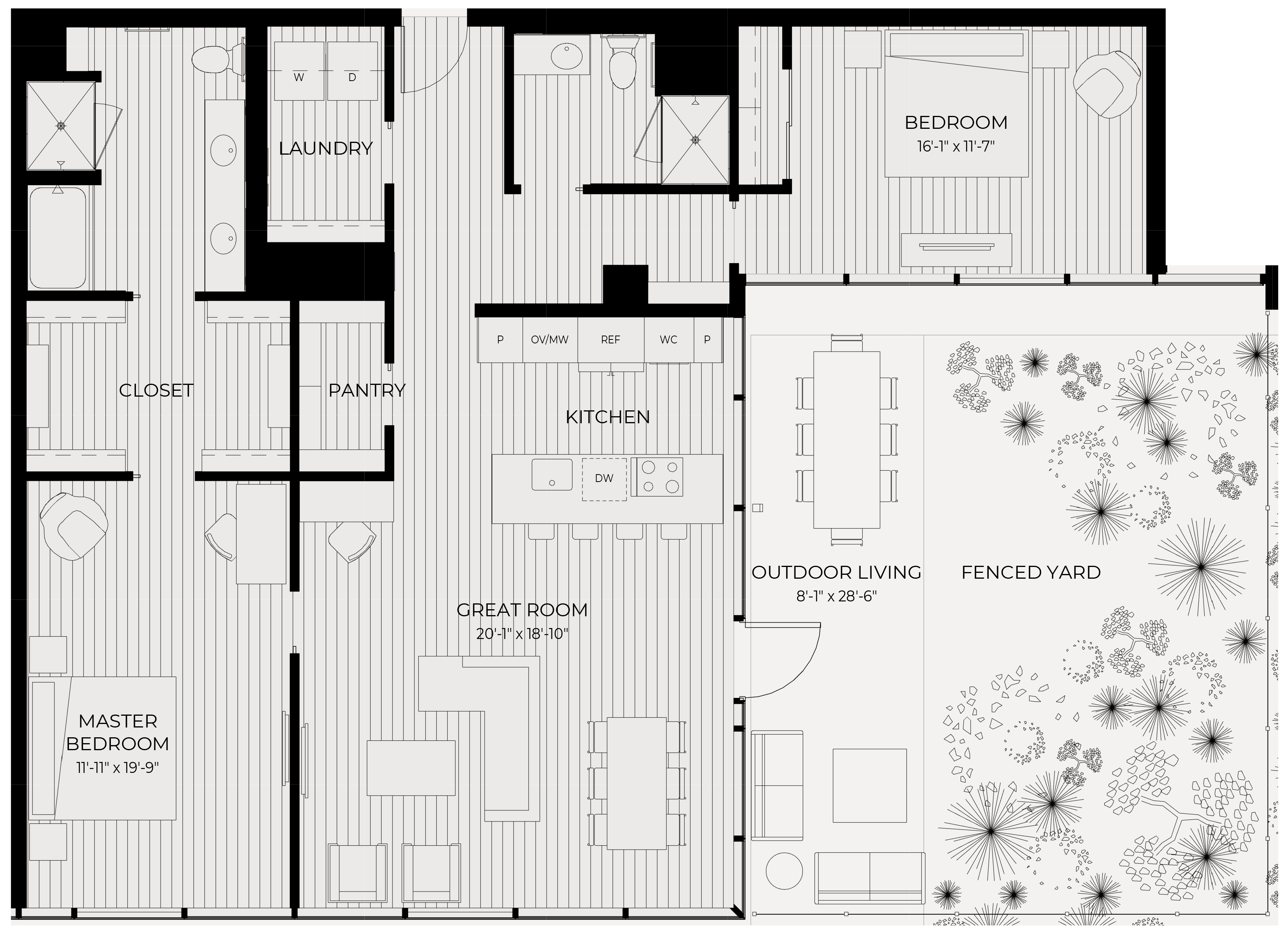 Floor plan for 2 beds, 2 baths, 1580 sqft